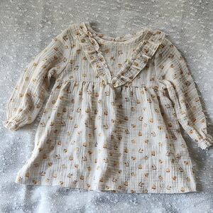 Olivers Cream and Orange Casual Dress with Ruffled Details